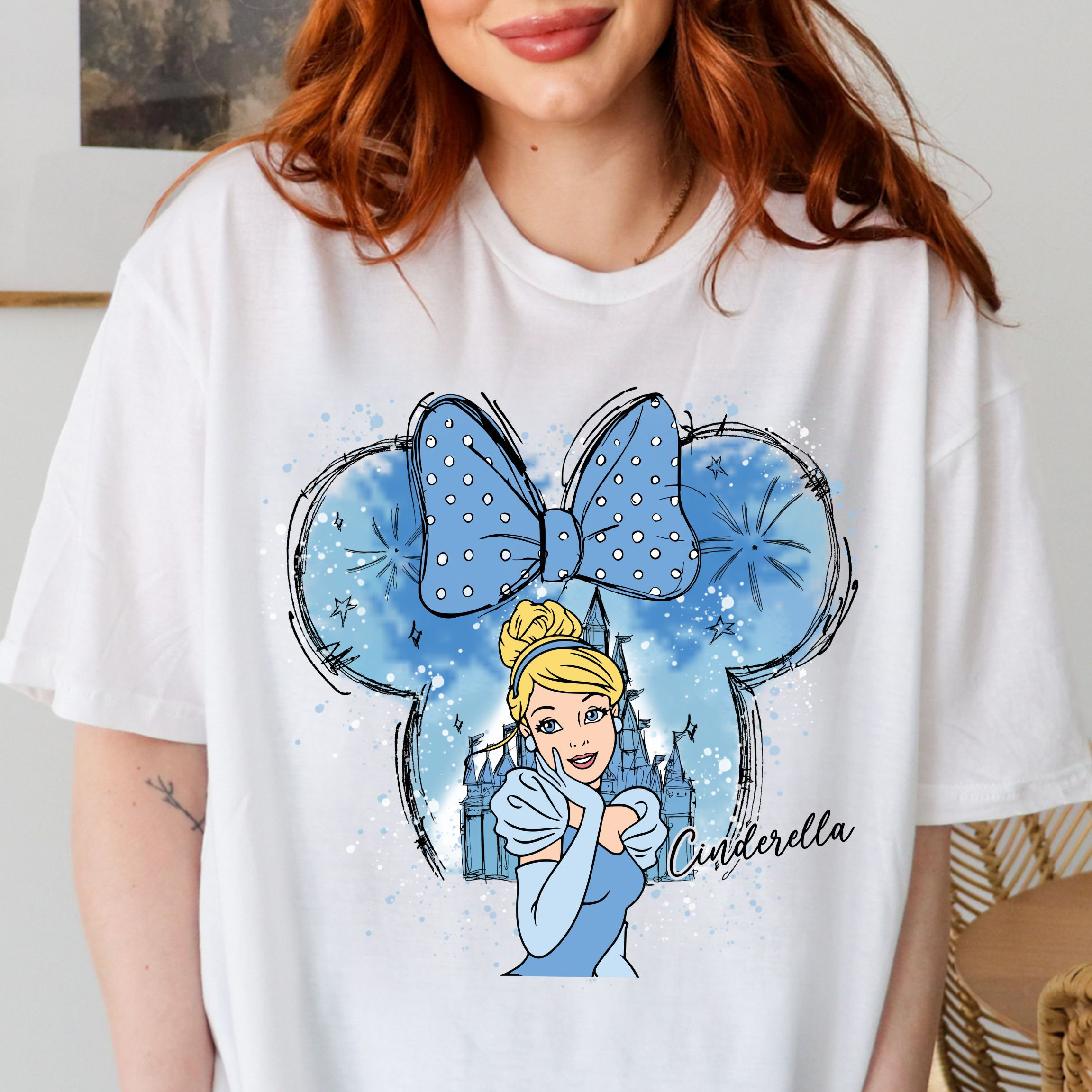 Cinderella Watercolor Shirt, Disney Matching, Disney Cinderella Shirt, Disney Castle Shirt, Minnie Ears Themed Shirt, Princess Cinderella
