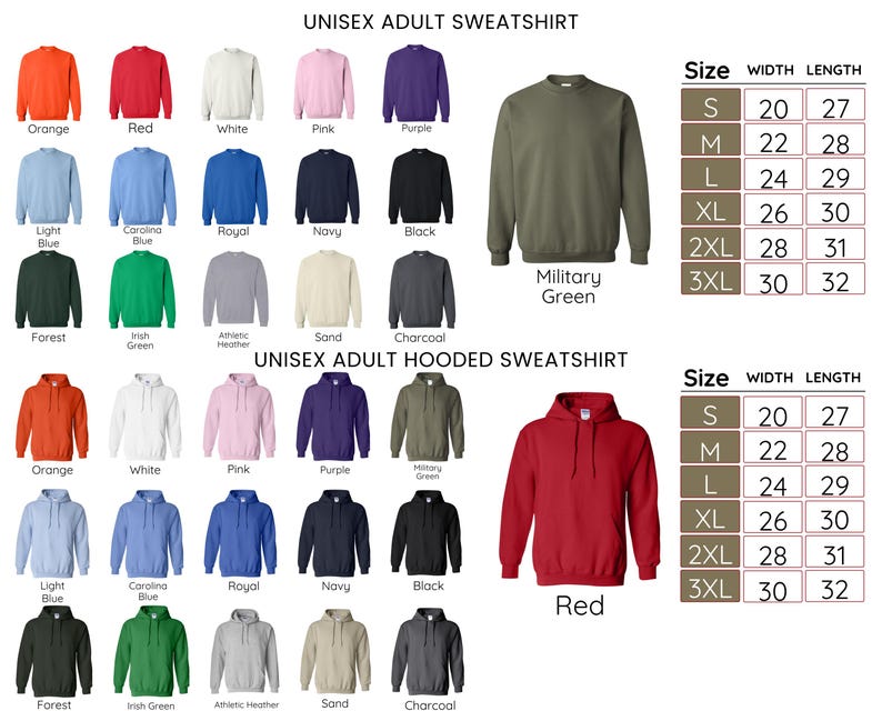 a collection of various adult sweatshirts in different colors and sizes, including a unisex adult hooded sweatshirt.