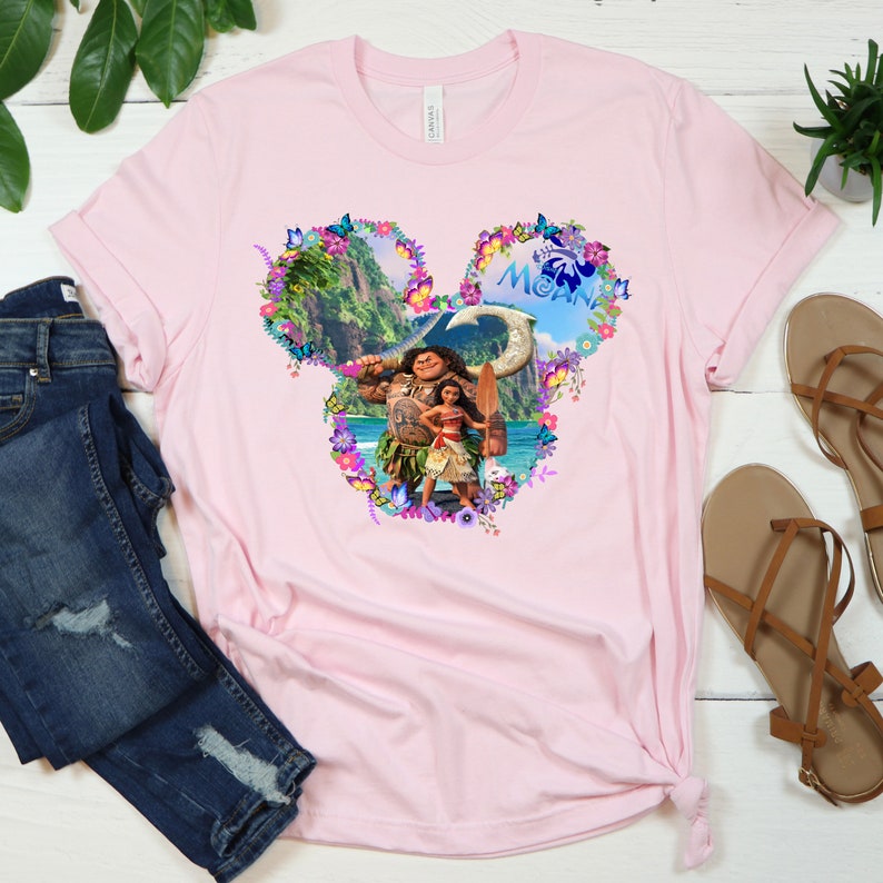 Moana and Maui Mickey Ears Shirt, Cool Moana Shirt, Moana Movie Crewnecks, Moana Fan Shirts, Moana Family Shirts, Vibrant Colors bild 3