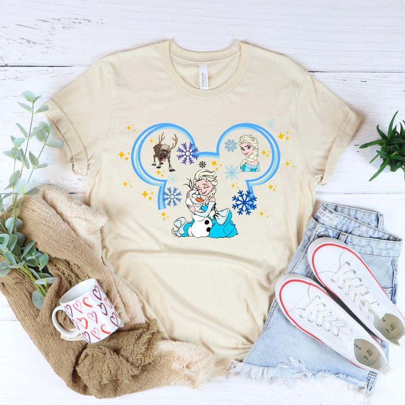 Chemise film Disney La Reine des neiges, chemise Disney Olaf, chemise voyage Disneyland, cadeau pour enfants, chemise Elsa et Olaf, sweat-shirt et sweat à capuche Olaf image 3