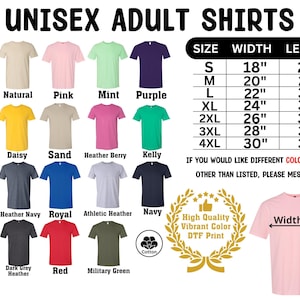 men's unisex adult t - shirt sizes chart