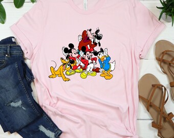 Mickey Mouse Crew Shirt, Disney Classic Characters Tee with Minnie and Donald, Magical Matching Outfit for Park Days and Family Vacation