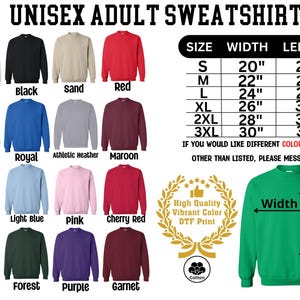 unisex adult sweatshirt sizes chart