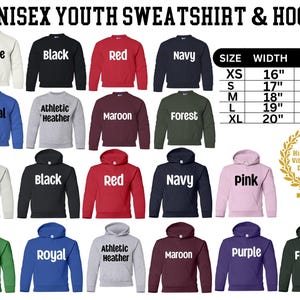 a bunch of different colored sweatshirts with hoodies on them