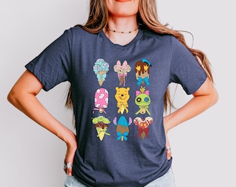 Ice Cream Themed Shirt, Disney Characters Themed, Disney Ice Cream Shirt, Winnie The Pooh, Toy Story, Minnie, Donald Duck, Stitch