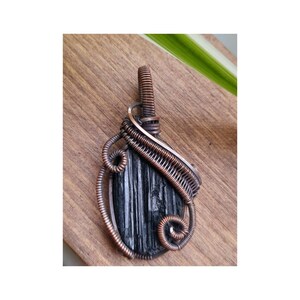 Black Tourmaline pendant, copper wire wrapped, handmade necklace