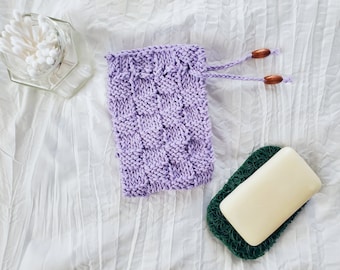 Soap Saver Bag Knitting Pattern, Customizable Knit Soap Sack for Gentle Exfoliation