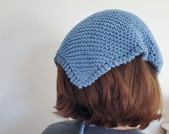 Cottagecore Bandana Headscarf Kerchief Solid-Style Easy Beginner Knitting Pattern