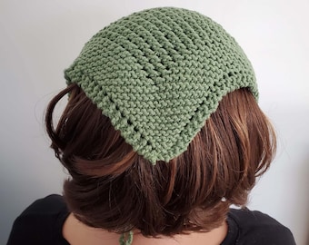 Knitting Pattern for Bandana Cottagecore Headscarf Kerchief Crochet-Style