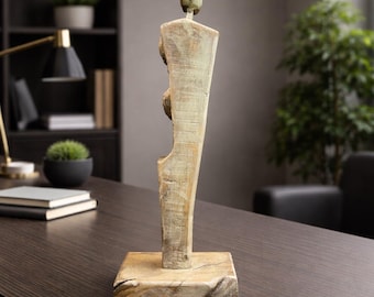Abstract Wooden Sculpture Modern Figurative Statue Minimalist Home Decor Art 21.2"x6.3"