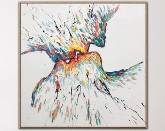 Kussend paar kunst canvas romantisch schilderij impasto olieverfschilderij dikke textuur kunst paar verliefd schilderij cadeaus voor verjaardag