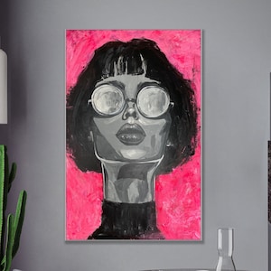 Abstract Female Figure Portrait Paintings On Canvas Bold Colors Modern Figurative Pop Art Contemporary Expressionist Painting Wall Decor