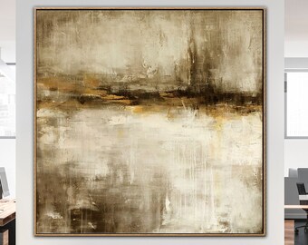 Abstract Canvas Wall Modern Brown Painting Original Landscape Artwork Contemporary Wall Art Oil Fine Art for Aesthetic Room Decor