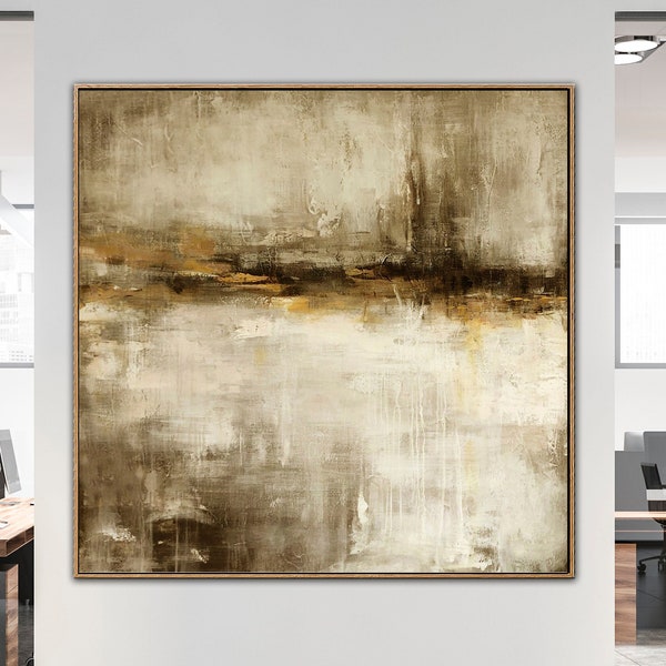 Abstract Canvas Wall Modern Brown Painting Original Landscape Artwork Contemporary Wall Art Oil Fine Art for Aesthetic Room Decor