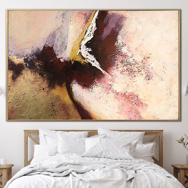 Large Abstract Purple Paintings on Canvas Wall Art Original Gold Leaf Art Original Modern Hand Painted Art for Living Room Wall Decor