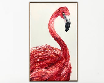 Abstract Flamingo Flamingo Oil Paintings On Canvas Tropical Bird Wall Art Original Oil Impasto Painting Hand Painted Art for Living Room