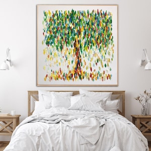 Tree Painting Large Original Wall Art AbstractTree Impasto Oil Painting Colorful Painting Modern Wall Art  Office Wall or Bedroom Decor