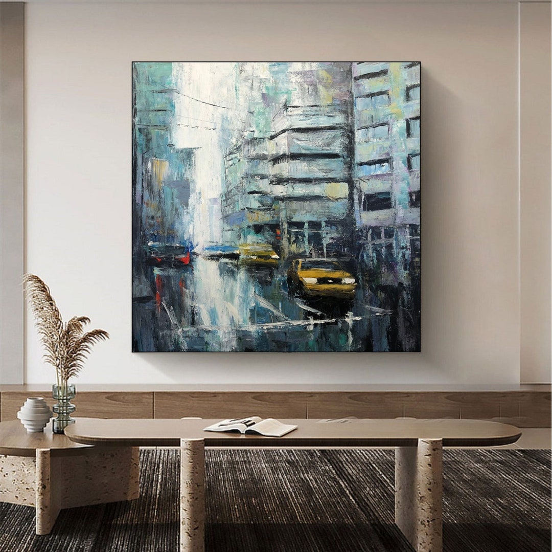 32x32 Abstract Tokyo Cityscape Paintings on Canvas Textured Tokyo ... - Textured Cityscape Painting On Canvas