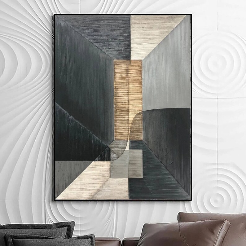 Original Geometric Wall Art Framed Paintings on Canvas in Etsy
