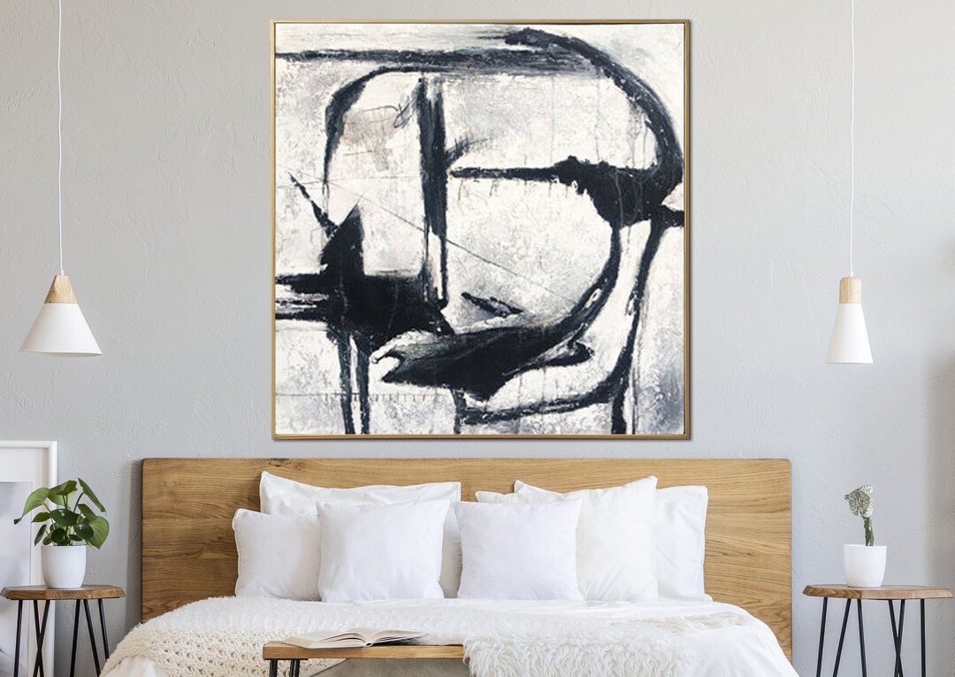 Large Abstract Black and White Painting on Canvas Modern Oil - Etsy UK