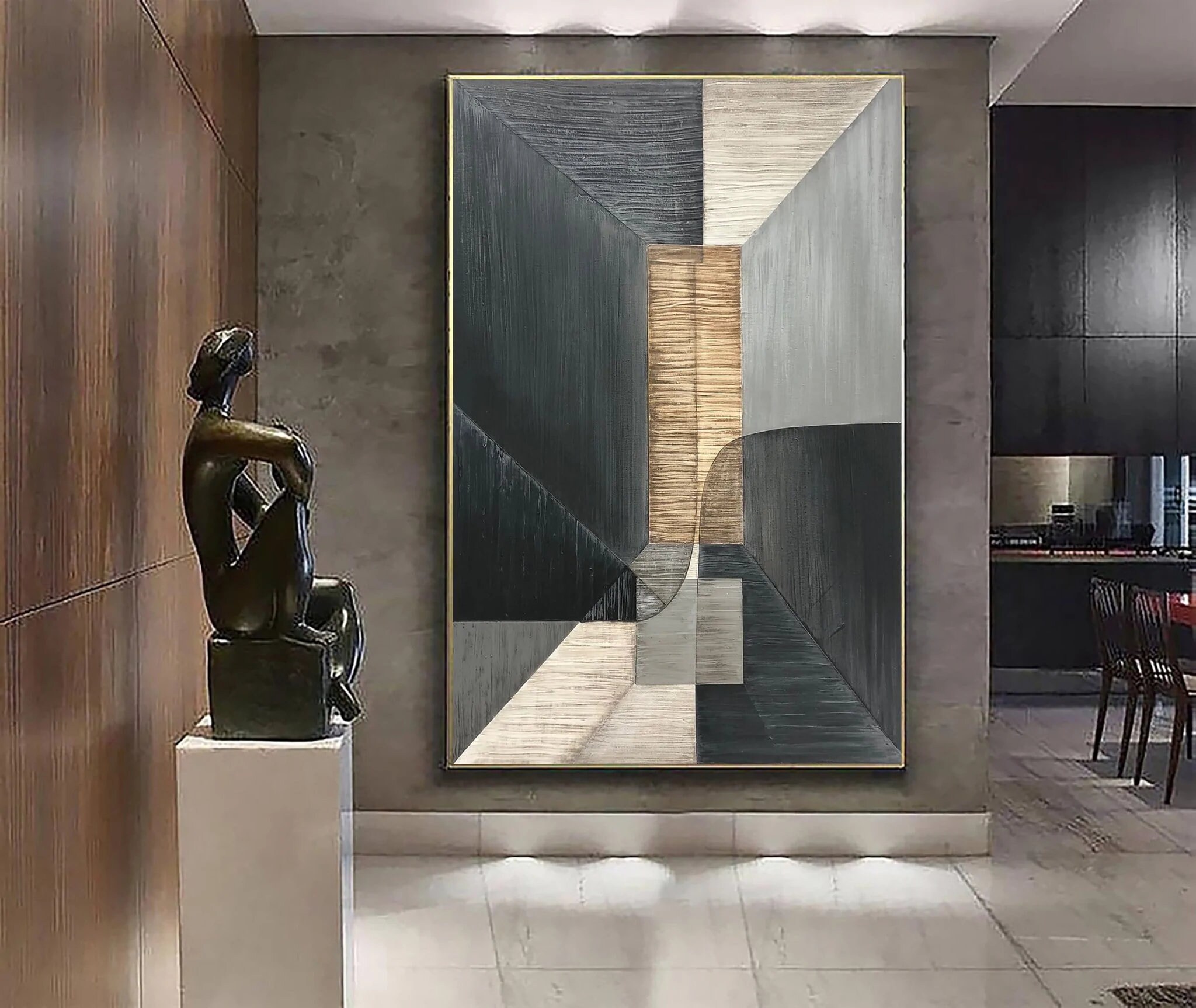 Original Geometric Wall Art Framed Paintings on Canvas in Etsy