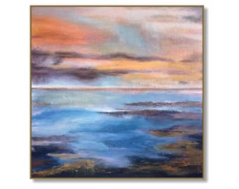 Ocean Sunset Canvas Art – Tranquil Seascape Painting