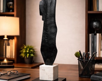 Abstract Minimalist Sculpture Modern Black Statue Contemporary Art Decor 21.65"x5.11"