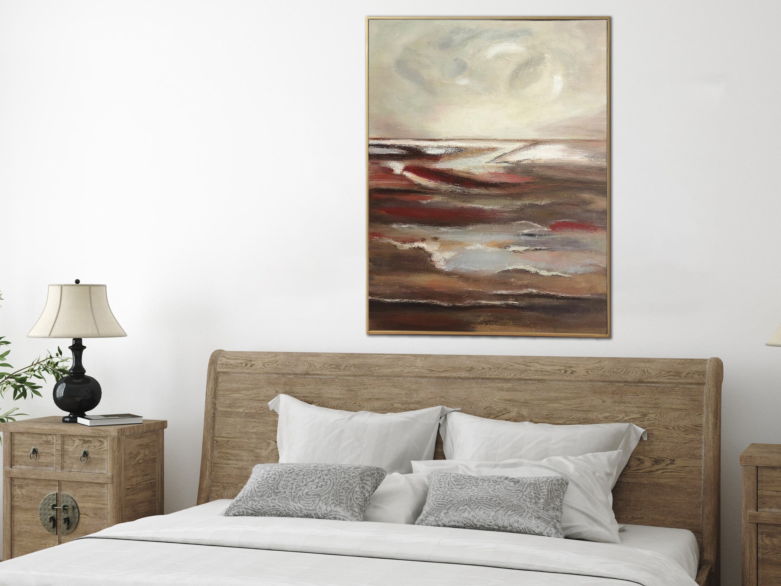 40x30 Abstract Landscape Painting on Canvas Brown Wall Etsy UK