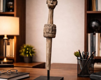 African Tribal Figure Sculpture Primitive Statue Ethnic Art Decor Tribal Statue 31.18"x4.72"