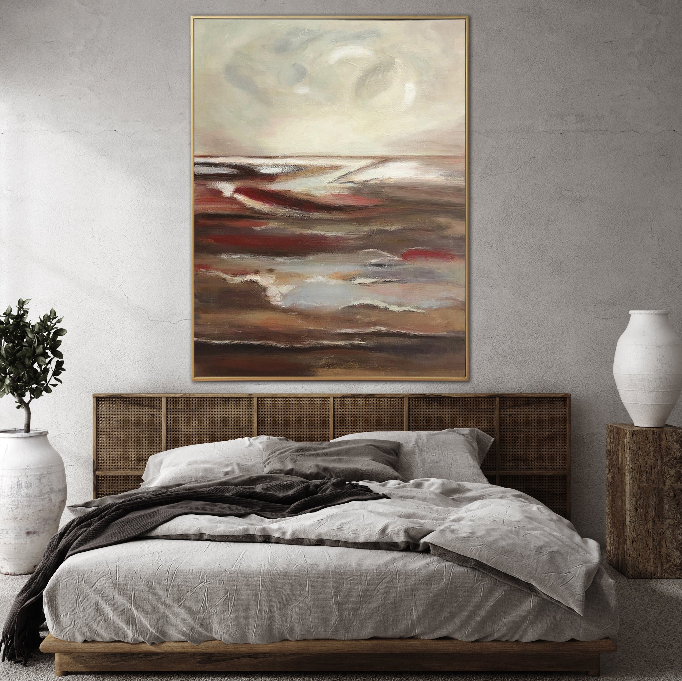 40x30 Abstract Landscape Painting on Canvas Brown Wall Etsy UK
