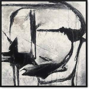 Pittura espressionista moderna di arte astratta in bianco e nero