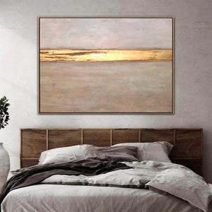 Peinture abstraite Golden Horizon – Art mural neutre