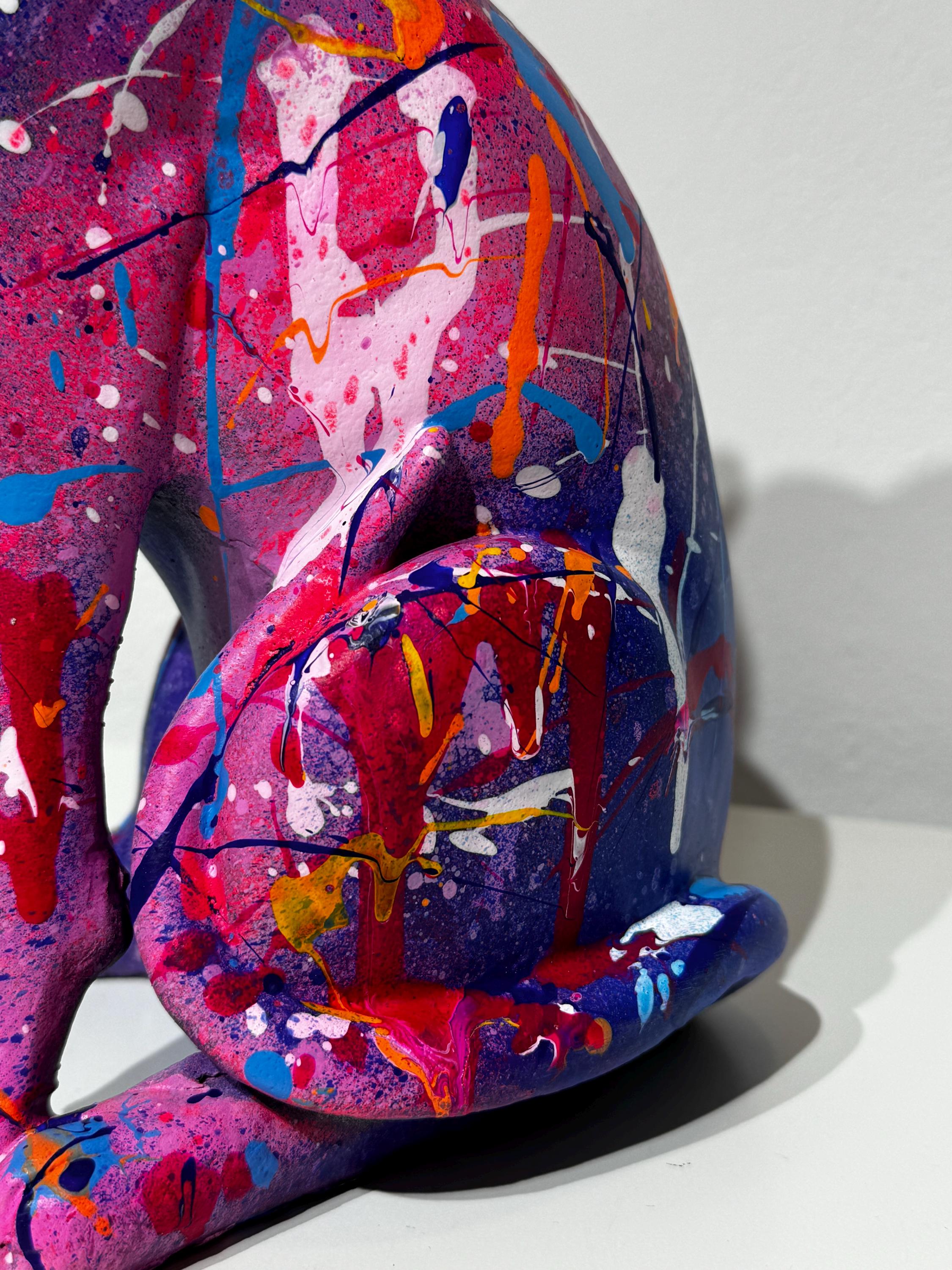 Modern Abstract Panther Sculpture, Colorful Pop Art Animal Statue for ...