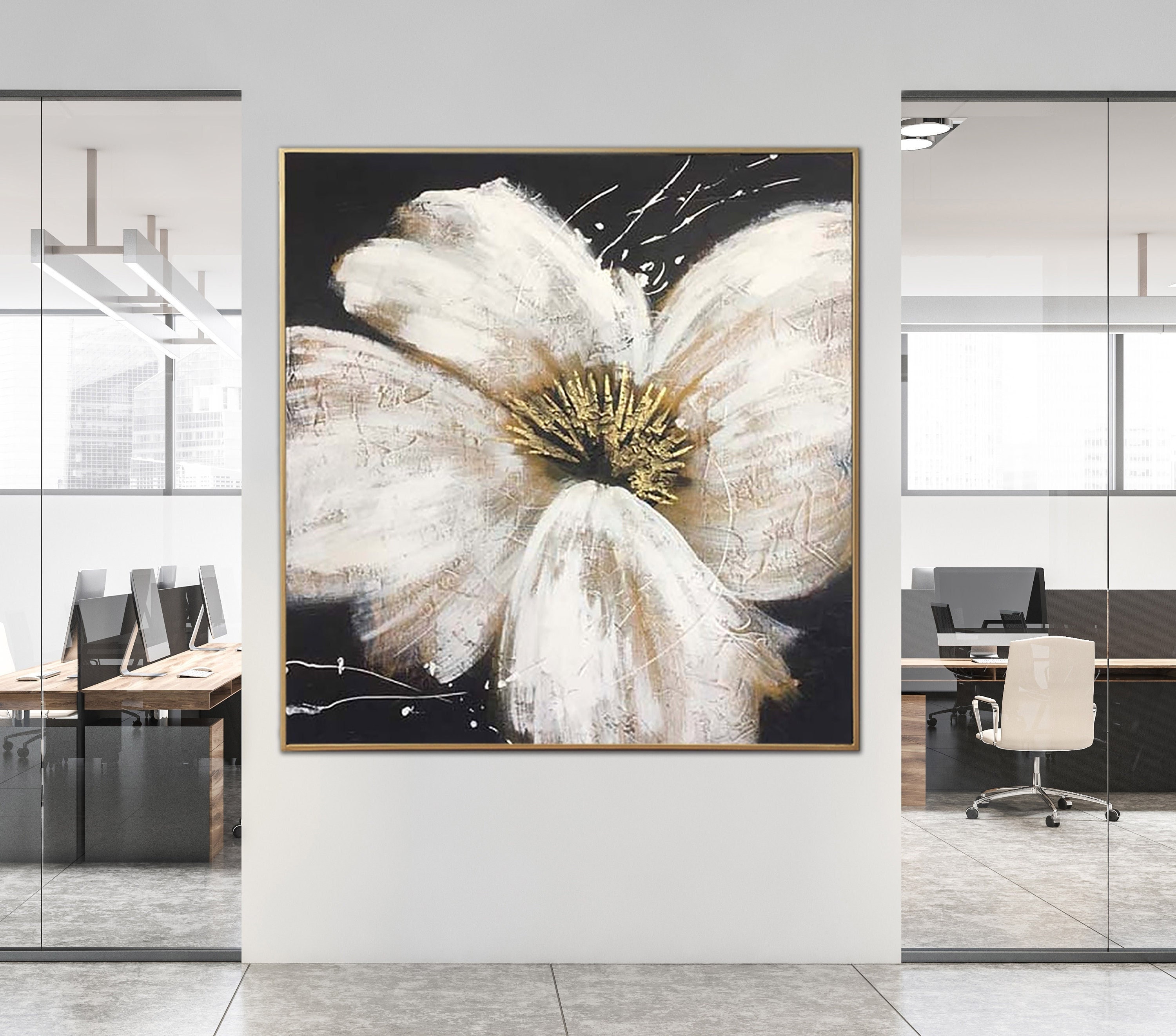 Painting Wall Decor Art Abstract White Floral Canvas Wall Art – CP Canvas  Painting Online