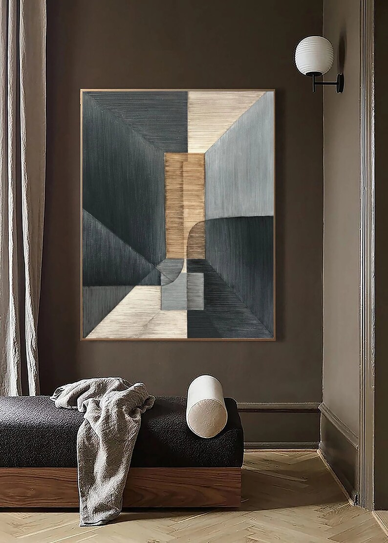 Original Geometric Wall Art Framed Paintings on Canvas in Etsy