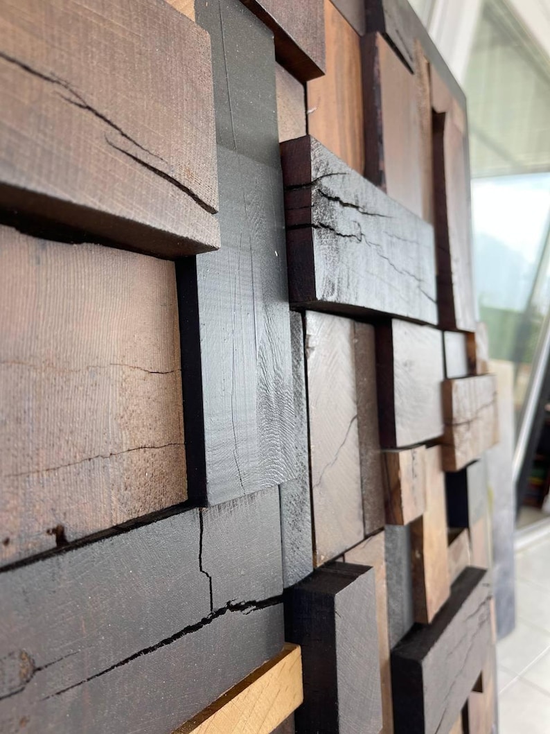 Geometric Wood Wall Art Panel Modern Rustic Wood Wall Decor 28.7"x28.7 ...