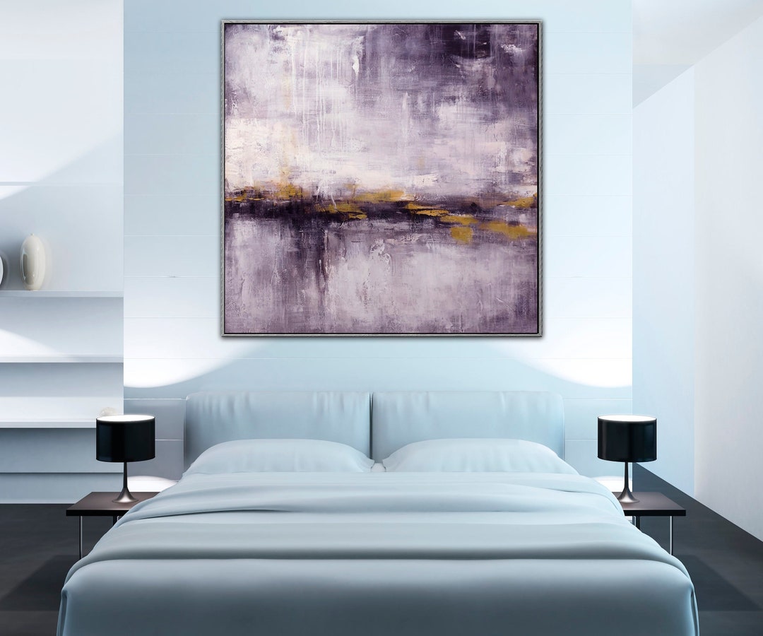 Large Abstract Painting on Canvas Purple Wall Art Original Oil Artwork