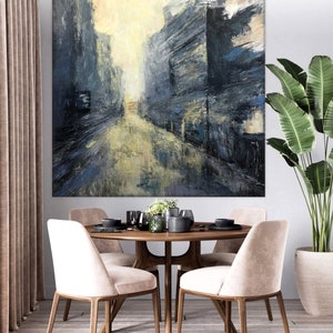 Abstract City Painting on Canvas Modern Cityscape Wall Art Original Oil Painting Contemporary Wall Art Heavy Textured Art for Home Decor image 5