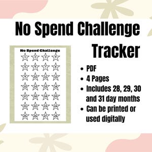 No Spend Challenge Monthly Tracker (PDF)