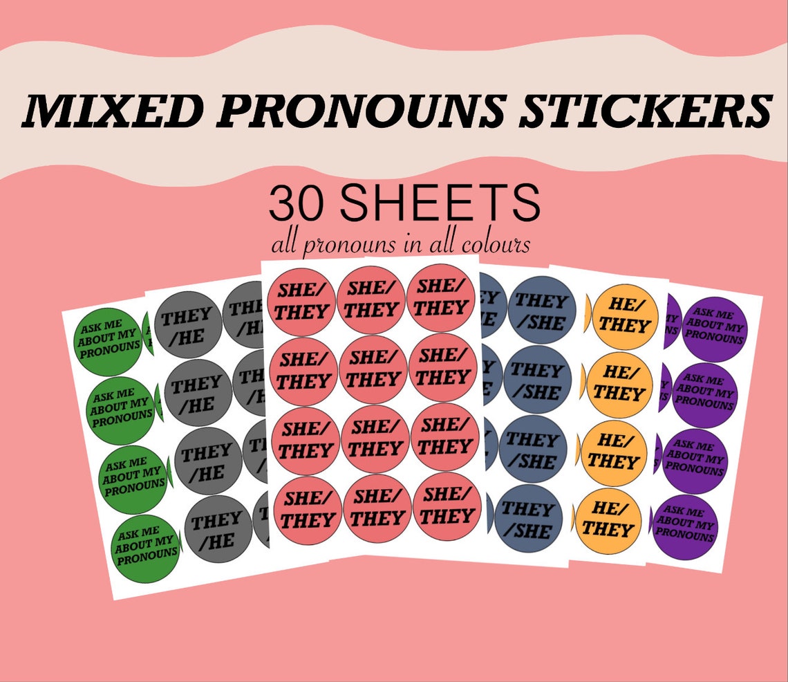 Mixed Pronoun Stickers PDF Etsy