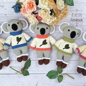 Crochet Koala in a Eucalyptus Knitted Sweater and Ugg Boots,  Australia Nursery, Baby Shower Gift, New Baby Gift, Amigurumi Koala