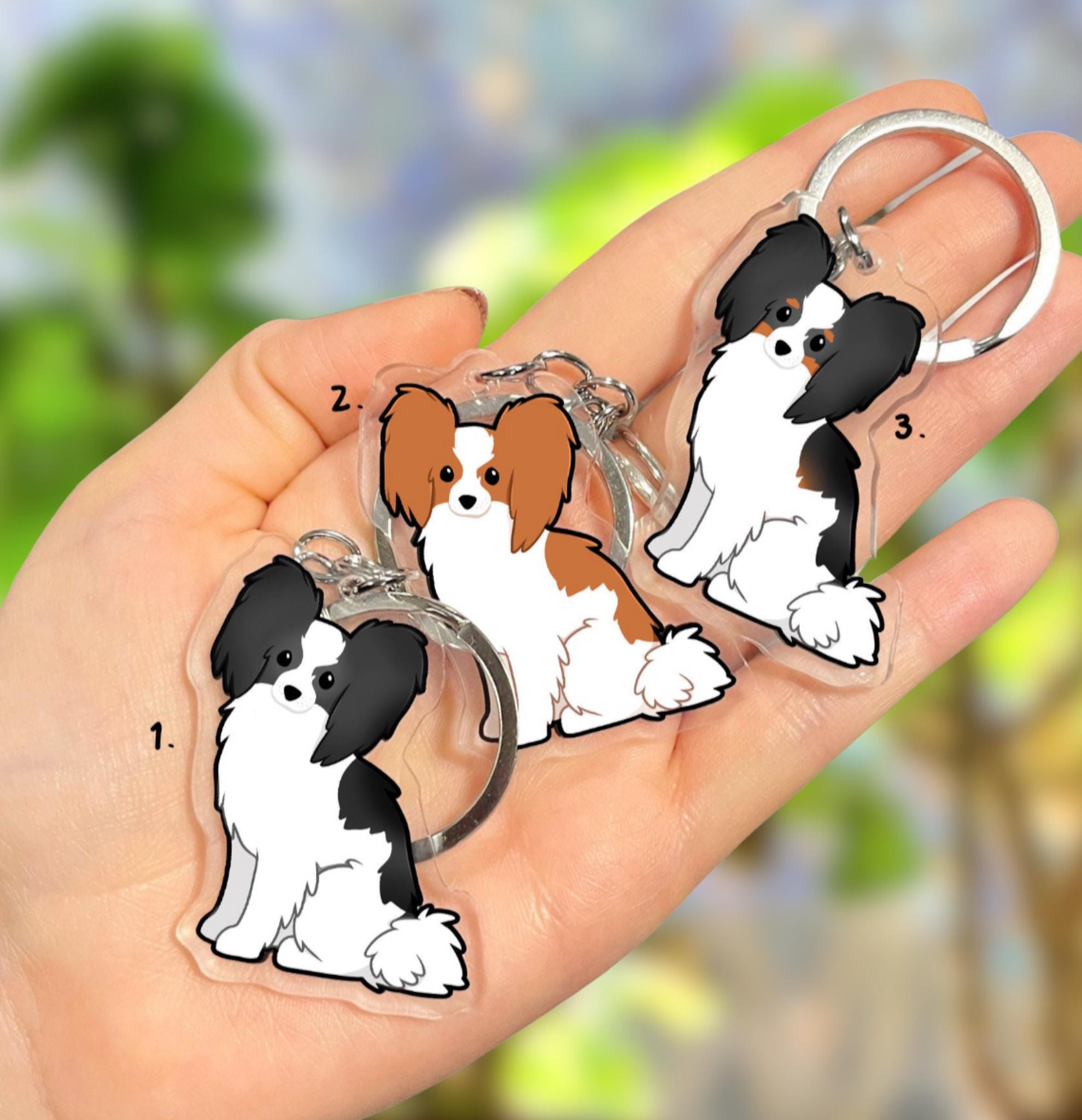 Dog Keyring - Papillon / Continental Toy Spaniel