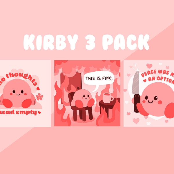 Kirby 3 Pack - x3 Square Art Prints (5x5inch)