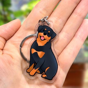 Porte-clés en acrylique - Porte-clés chien rottweiler