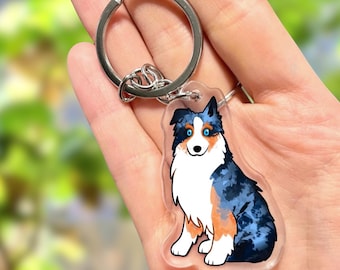 Acryl Schlüsselanhänger - Australian Shepherd / Merle Collie / Aussie Dog Schlüsselanhänger