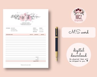 Order Form Template MS Word | Printable | Editable Order Template | Minimalist Order Template| Printable Template | Instant Download