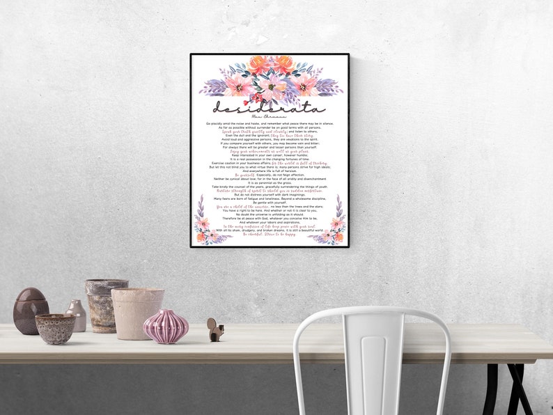Desiderata Poem, Max Ehrmann Poem Printable, Anniversary Gift Wall Art