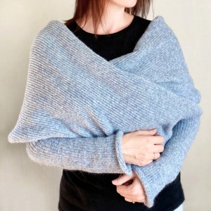 Stricken Pullover Schal mit Ärmeln Bolero Jacke für sie Gemütliche Alpaka Wolle wrap Herbst Stil gestrickte Abend Shrug für Frauen