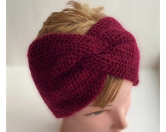 Gebreide Twist Knot Hoofdband Oorwarmer voor vrouwen Hoofdwraps voor haar boho bordeaux oorwarmer Handgemaakte cadeaus voor vriendin