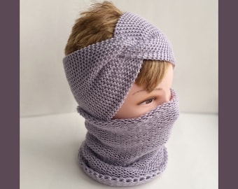 Set met hoofdband en colsjaal Gebreid Oorwarmer en nekbeschermer Handgemaakt Brede hoofdband met bijpassende snood Dames winterset